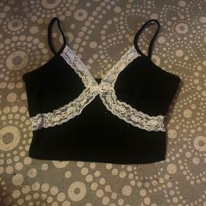 Lace, crop top.